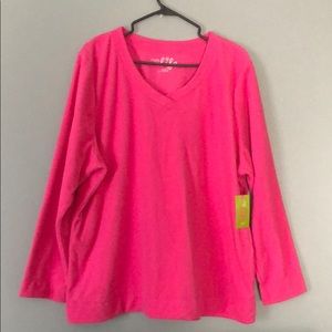 Fleece Long Sleeve V Neck Shirt